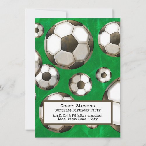 Soccer Coach Surprise Birthday Party  Invitation