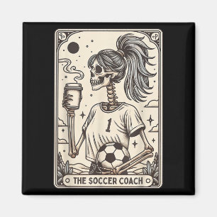 Soccer Coach Tarot Card Halloween Skeleton Soccer Magnet
