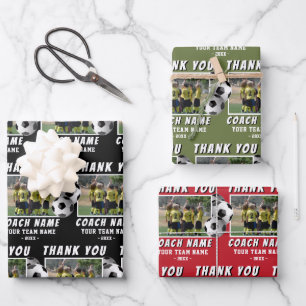 Soccer Coach Team Photo Thank You Wrapping Paper Sheets