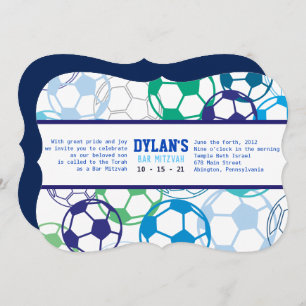 SOCCER COLORED Bar Bat Mitzvah Invitation
