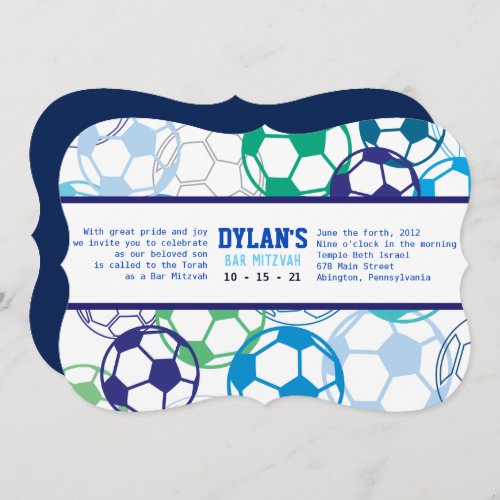 SOCCER COLORED Bar Bat Mitzvah Invitation