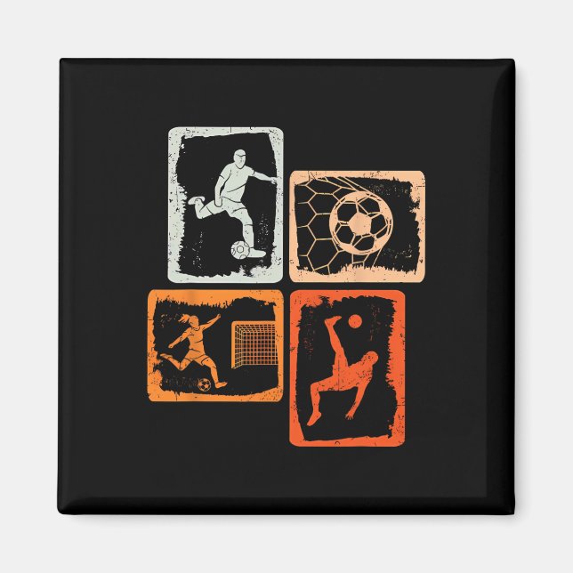 Soccer Colored Retro  Magnet (Front)