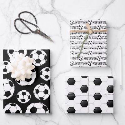 2 Sheets Birthday Boy Football Soccer Gift Wrapping Paper 