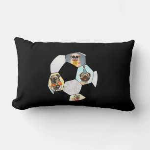 Soccer Cool Dog Pug Life Pug Birthday Cute Pug Lumbar Pillow