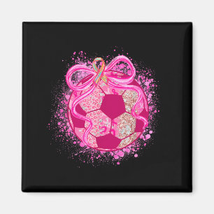 Soccer Coquette Bow Breast Cancer Awareness Nk Rib Magnet