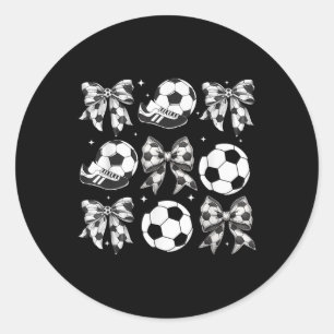 Soccer Coquette Bow Women Girls Soccer Game Day Classic Round Sticker