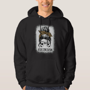 Soccer Cousin Life Messy Bun Leopard Mother's Day  Hoodie