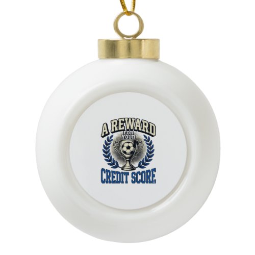 Soccer Credit Score Vintage Trophy Ceramic Ball Christmas Ornament