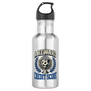 Soccer Credit Score Vintage Trophy Stainless Steel Water Bottle