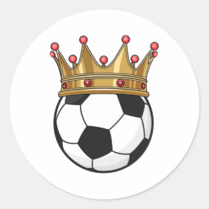 Soccer Crown King Classic Round Sticker