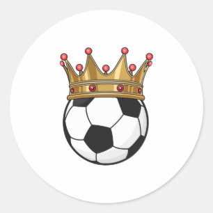Soccer Crown King Classic Round Sticker