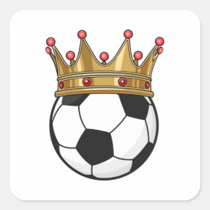 Soccer Crown King Square Sticker