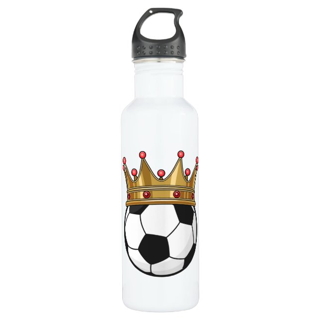 Soccer Crown King Stainless Steel Water Bottle (Front)