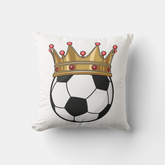 Soccer Crown King Throw Pillow (Front)