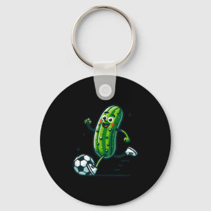 Soccer cucumber kicking ball funny pickle player keychain