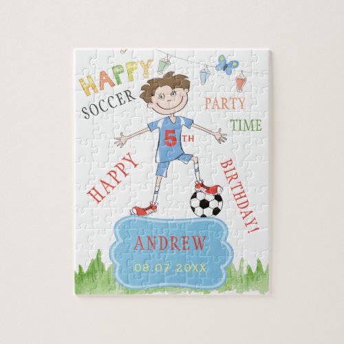 Soccer custom kids birthday funny colorful jigsaw puzzle