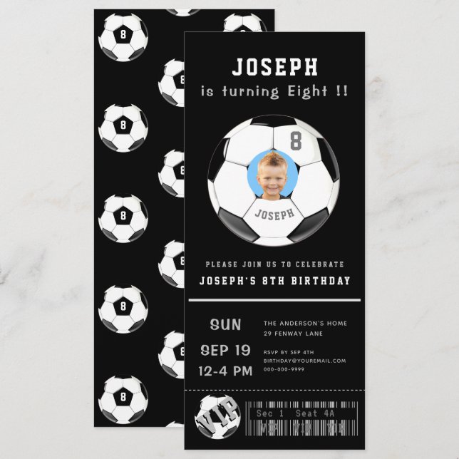 Soccer Custom Photo Event Ticket Birthday Invitation (Front/Back)
