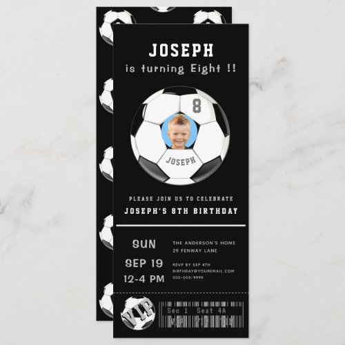 Soccer Custom Photo Event Ticket Birthday Invitation