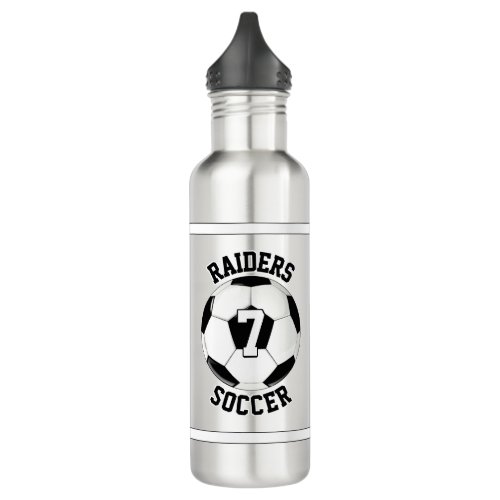 Soccer Custom Team Name and Player Jersey Number Stainless Steel Water Bottle