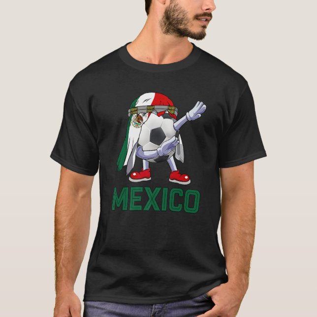 Soccer  Cute Soccer Ball Dabbing Mexico Flag Pride T-Shirt (Front)