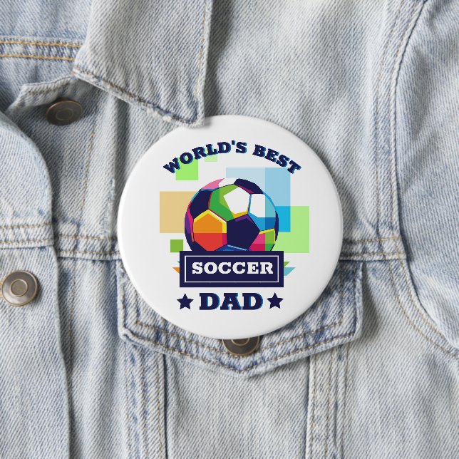 Soccer dad colorful text father's day sports button (In Situ)