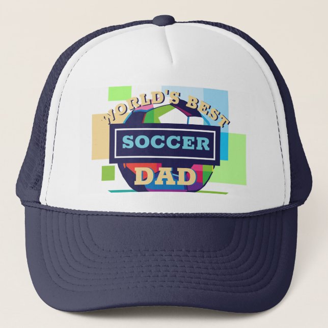 Soccer dad colorful text father's day sports  trucker hat (Front)