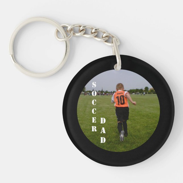 Soccer Dad Custom Sports Photo Keychain (Front)