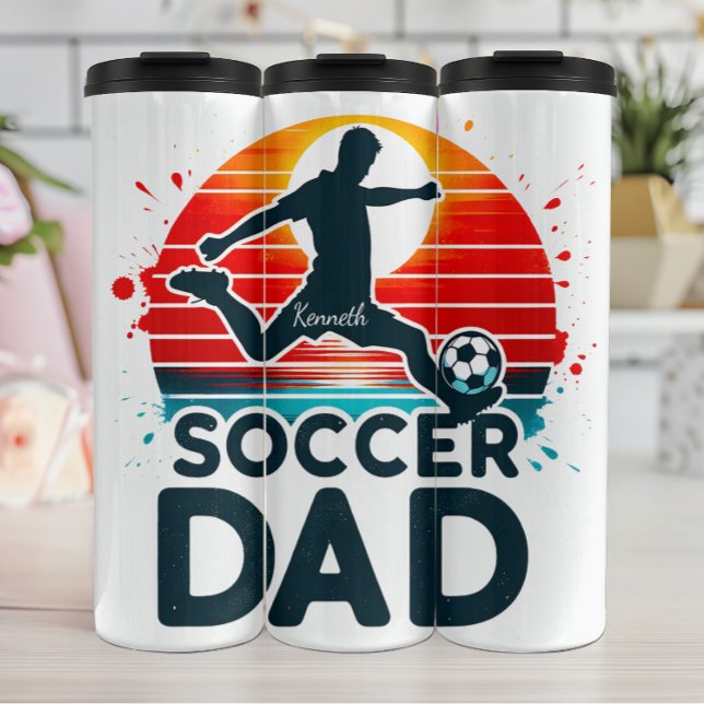 Soccer Dad: Sunset Striker Silhouette Thermal Tumbler (Creator Uploaded)