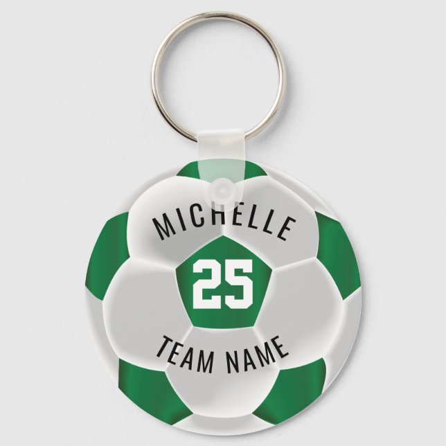 Soccer  - Dark Green and White Keychain (Front)