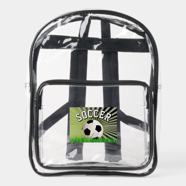 Soccer Design Clear Stadium Backpack (Front)