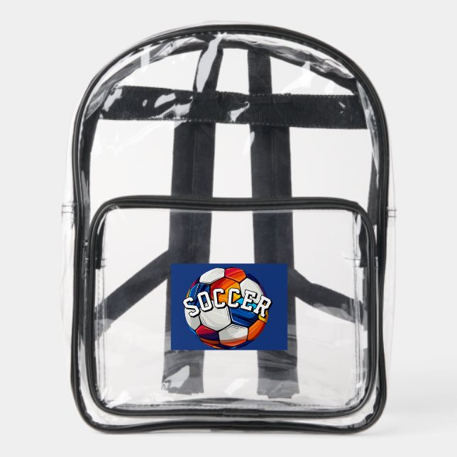 Soccer Design Clear Stadium Backpack (Front)