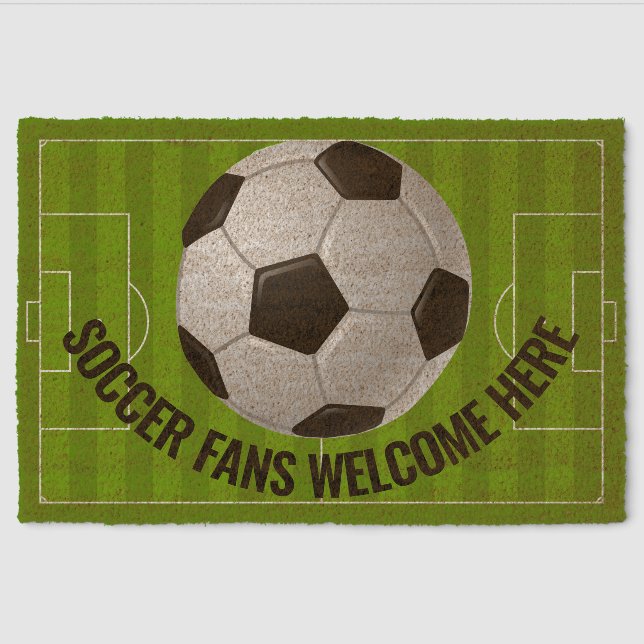 Soccer Design Coir DoorMat Fiber Doormat (Front)