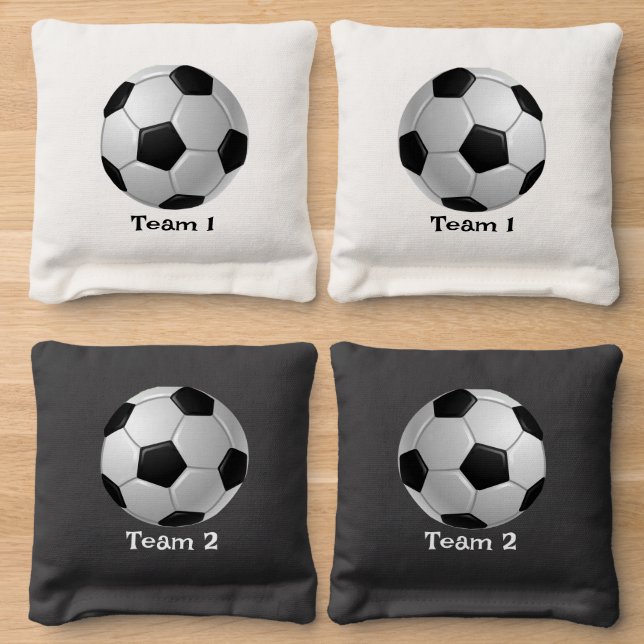 Soccer Design Cornhole Bean Bags (Wood)