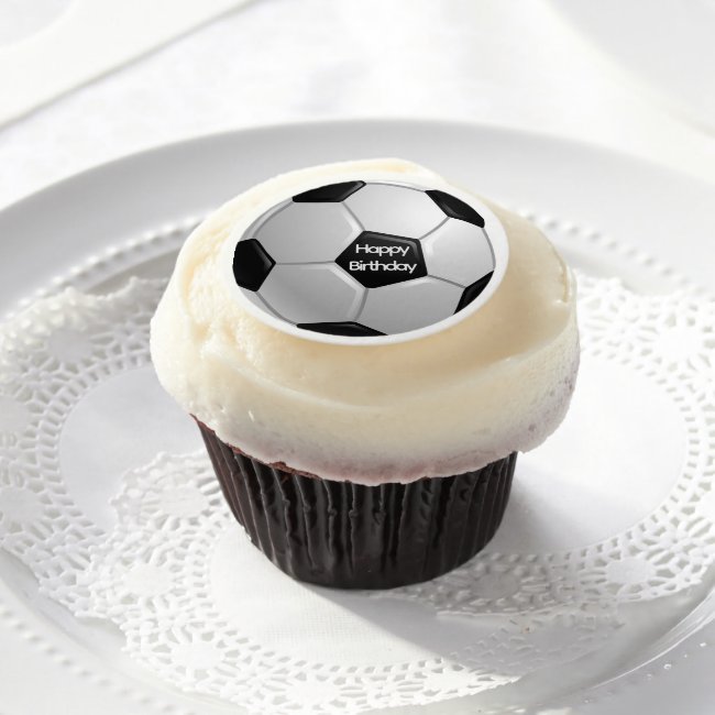 Soccer Design Edible Frosting Round