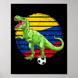 Soccer Dinosaur Trex Colombia Flag Boys Girls Todd Poster