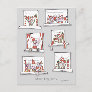 soccer dogs match day reds postcard