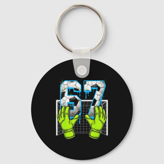 Soccer Drip 67 Six Seven Funny Gen Alpha Meme Desi Keychain (Front)