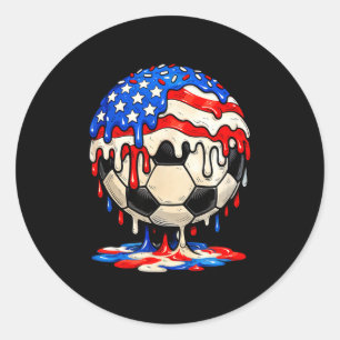 Soccer drip america flag sprinkles patriotic classic round sticker