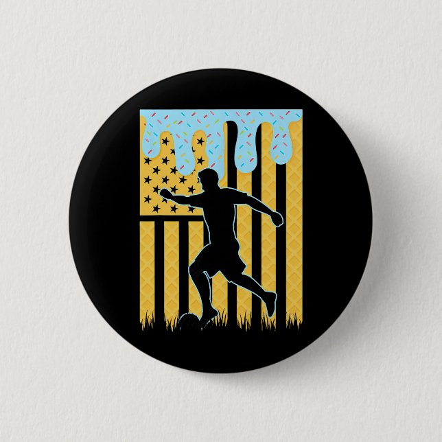 Soccer Drip Boys Dripping Ice Cream American Flag  Button (Front)