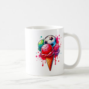 Soccer Drip Ice Cream Watercolor Cone With Sprinkl Coffee Mug