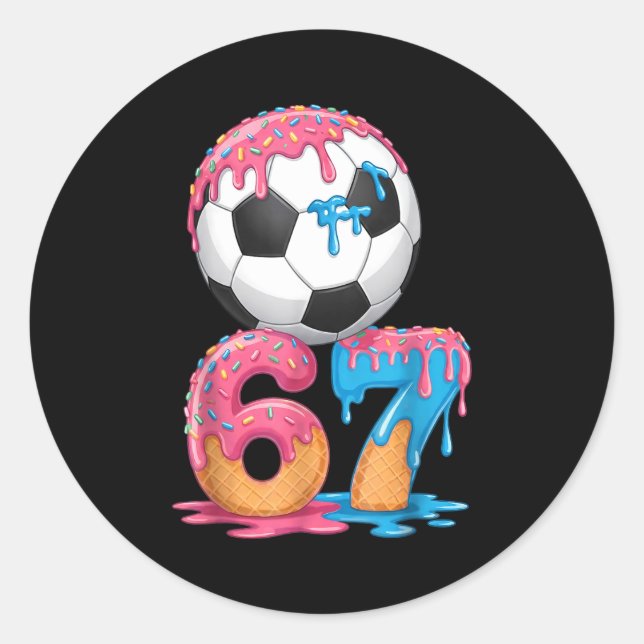 Soccer Drip Number 67 Boys Soccer Player 67  Classic Round Sticker (Front)