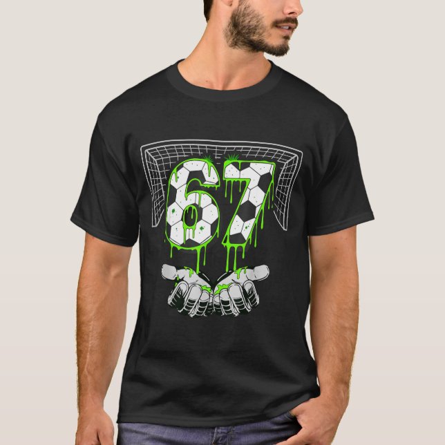 Soccer Drip Number 67 Boys Soccer Player 67 Footba T-Shirt (Front)