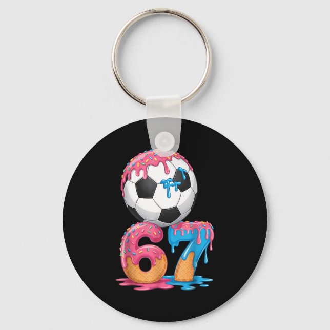 Soccer Drip Number 67 Boys Soccer Player 67  Keychain (Front)