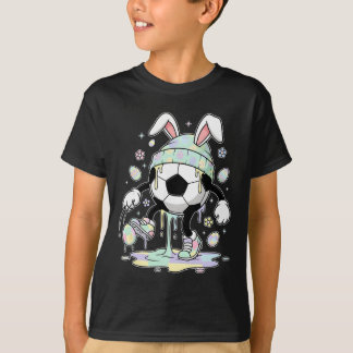 Soccer Easter Bunny Egg Drip Icecream Kids Boys Gi T-Shirt