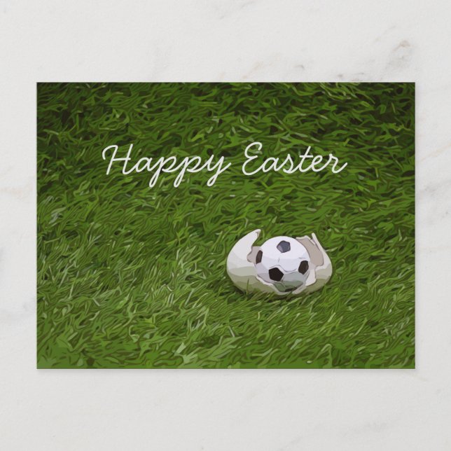 Soccer Easter with foot ball and egg shell Postcard (Front)