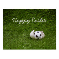 Soccer Easter with foot ball and egg shell Postcard