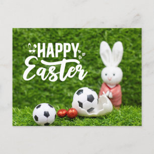 Soccer Easterfor Soccer Player with Eggs Holiday Postcard