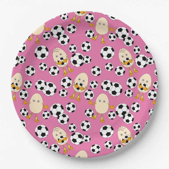 Soccer Egghead Pattern  Paper Plates (Front)