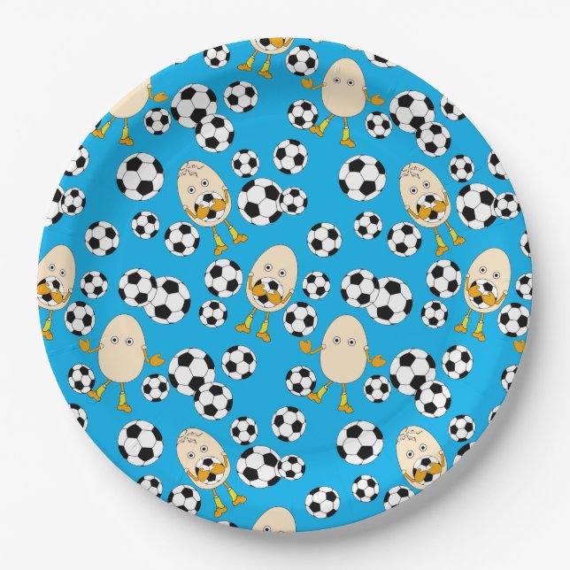 Soccer Egghead Pattern  Paper Plates (Front)