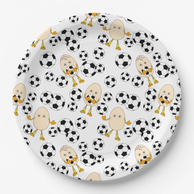 Soccer Egghead Pattern  Paper Plates (Front)